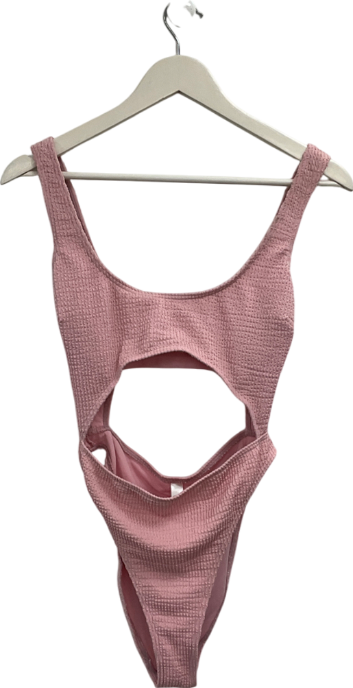 feek & beau Cut Out Swimsuit In Textured Pink UK 10