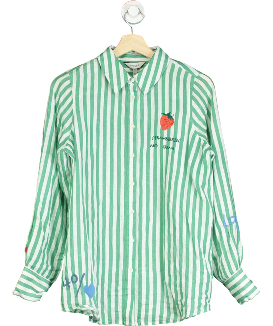 joules Green 100% Linen Shirt With Tennis Embroidery UK 8