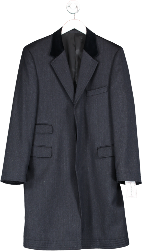 Blue Formal Longline 100% Wool Coat UK 38" CHEST