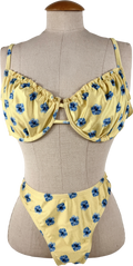 South Beach Yellow Misha Grimes Floral Print High Leg Bikini UK 12