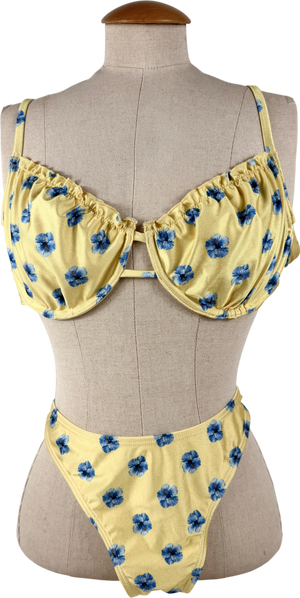 South Beach Yellow Misha Grimes Floral Print High Leg Bikini UK 12