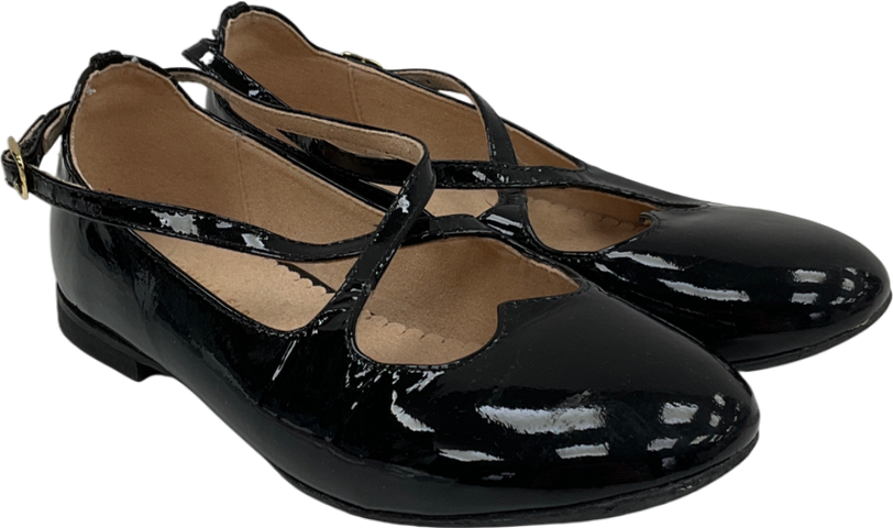 La Coqueta Black Patent Leather T-bar Shoes UK 11 EU 29 👼