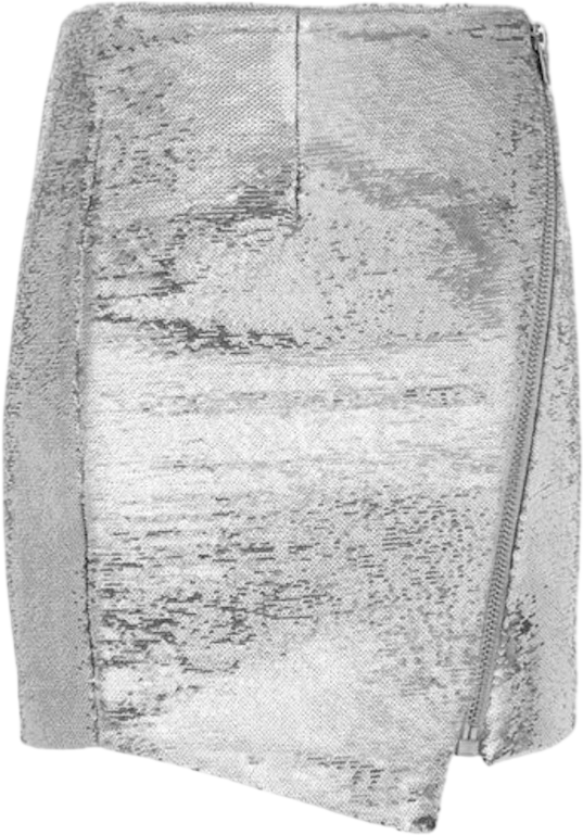 ZOE KARSSEN Metallic Silver Sequin Mini Skirt With Zip Detail UK S