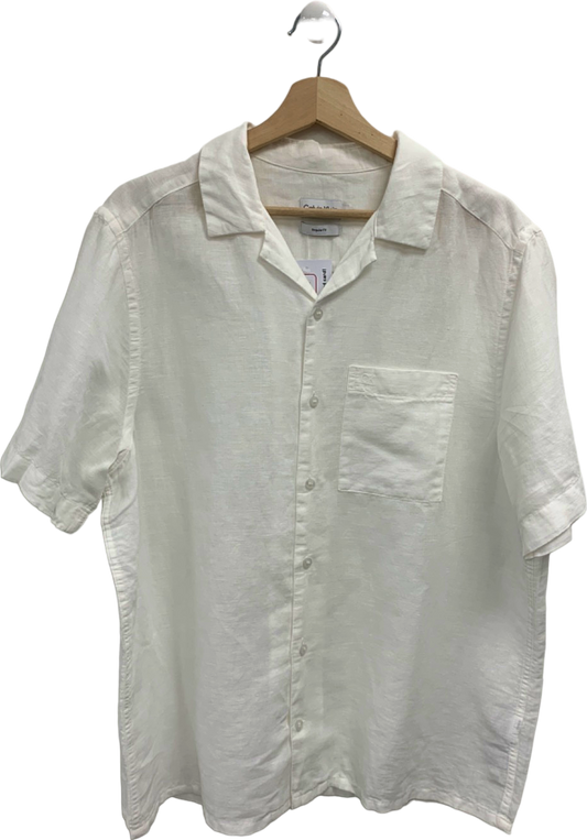 Calvin Klein White Linen-Blend Shirt UK M