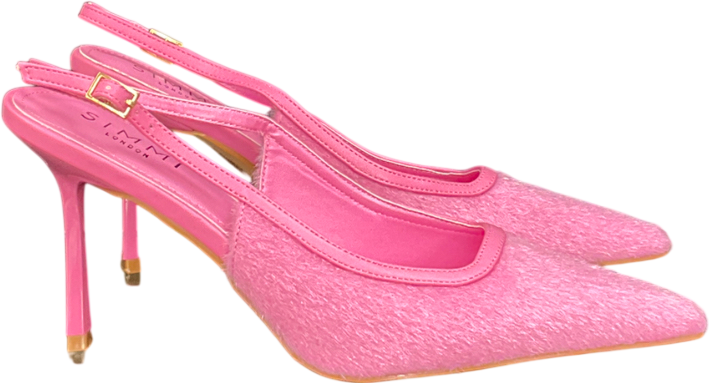 SIMMI Exmoor Pink Plush Slingback Courts UK 6 EU 39 👠