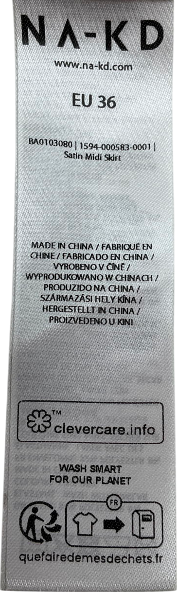 NA-KD White Satin Midi Skirt UK 6