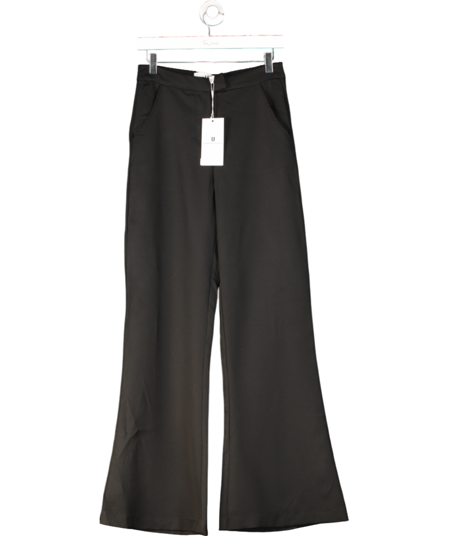 Forever Unique Black Wide Leg Trousers UK 8