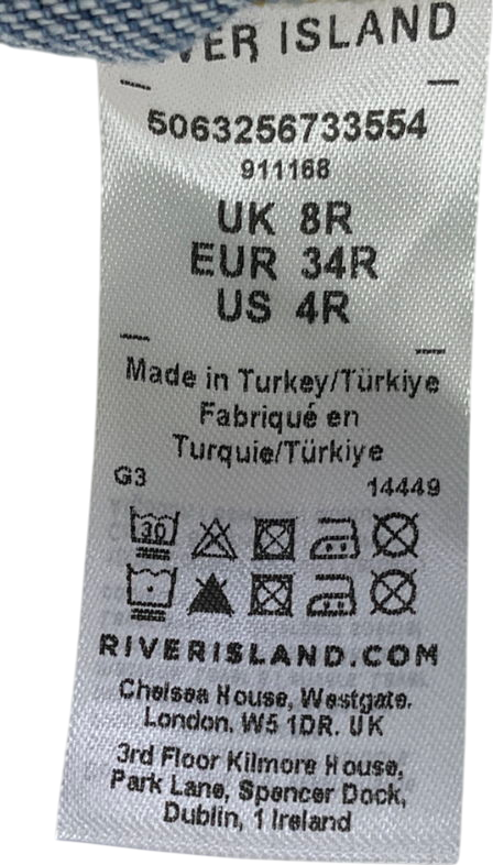 River Island Blue Palazzo Mid Rise Jean UK 8