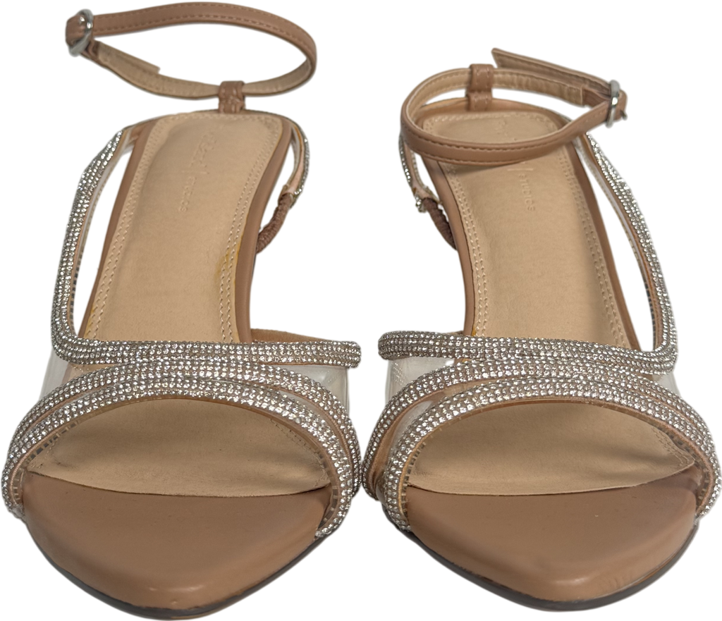 River Island Beige Diamante Heeled Sandals UK 3 EU 36 👠