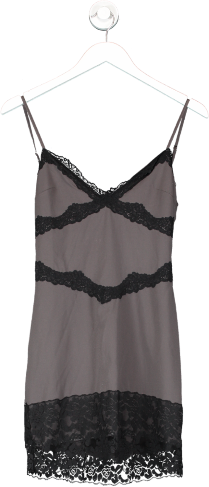 Mistress Rocks Grey Slate & Lace Mini Dress UK S