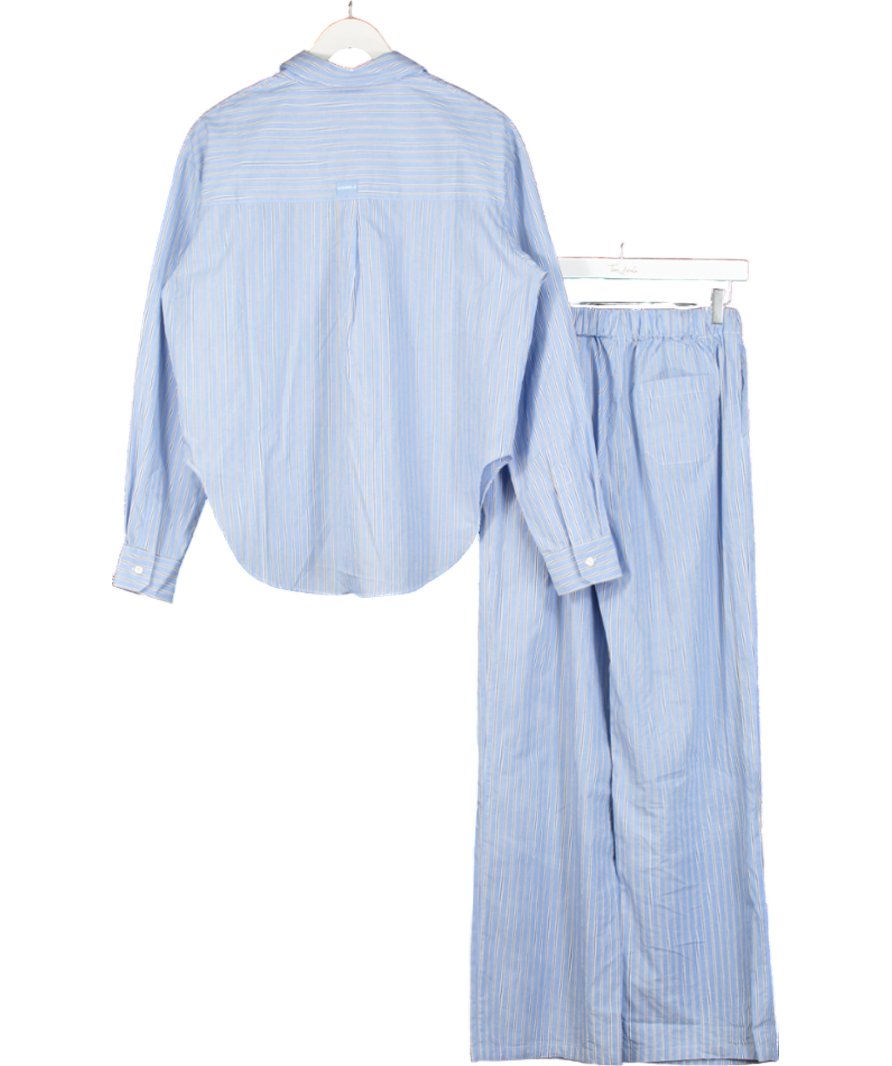 Adanola Blue Oversized Striped Cotton-poplin Shirt & Trouser Set UK XS