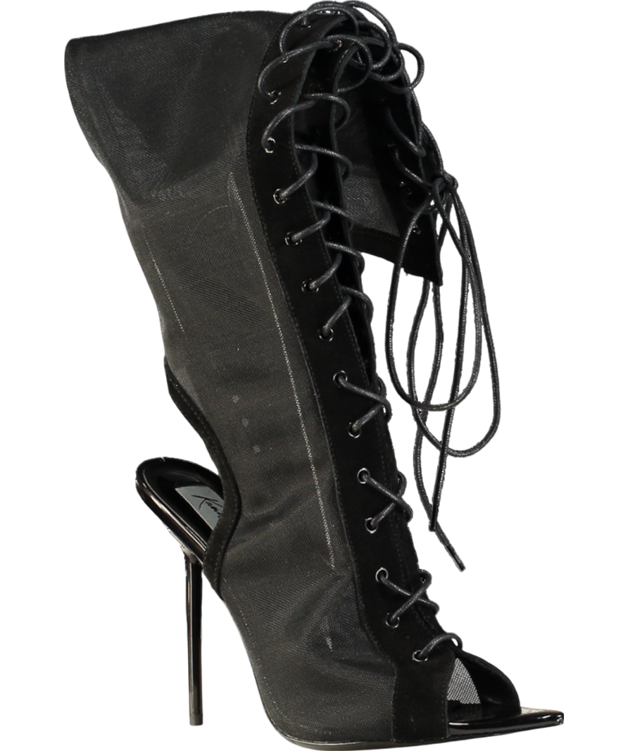 kandeeshoes Black Mesh Boot Sandal UK 8 EU 41 👠