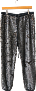 FREE PEOPLE Grey Metallic Sequin Jogger Trousers UK S