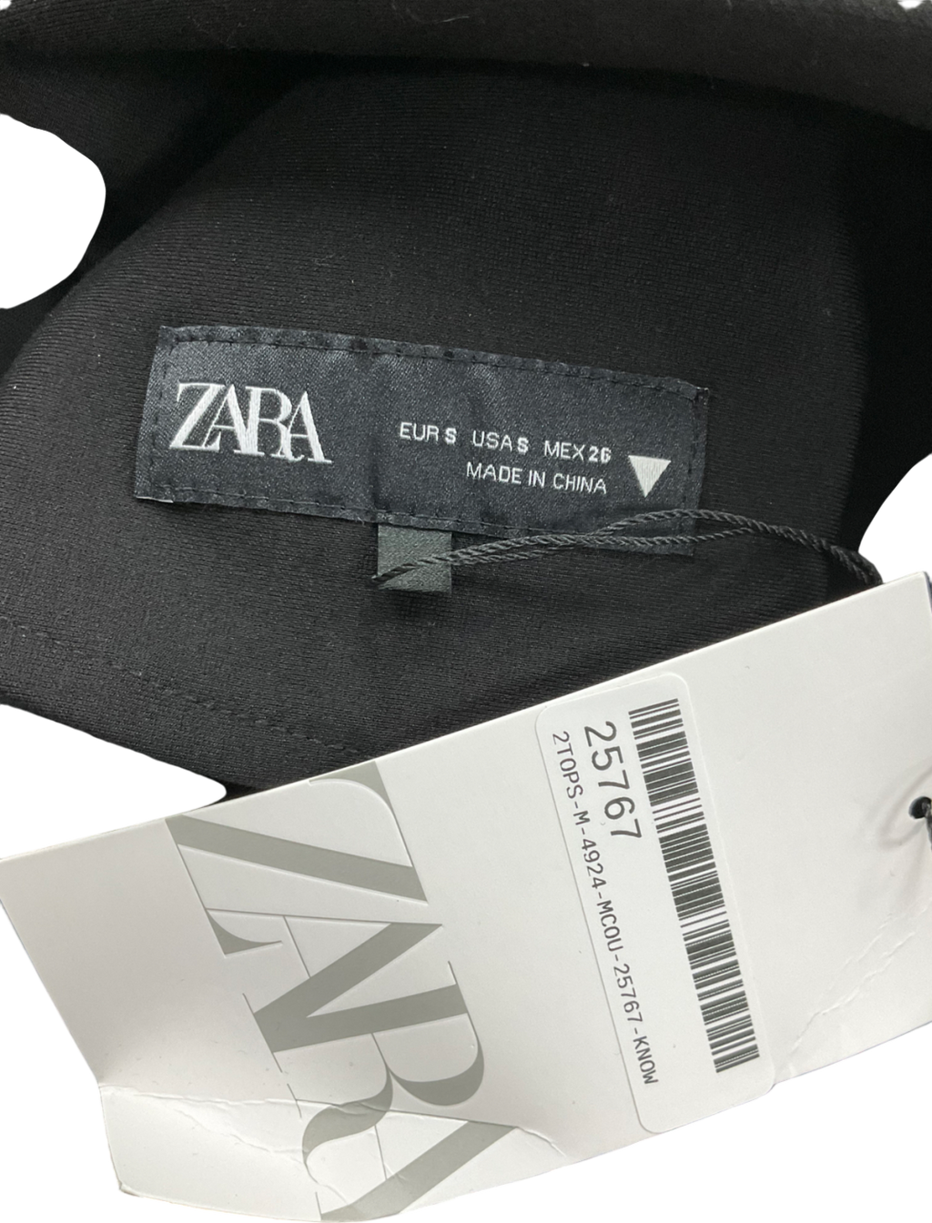 ZARA Black Fitted Tank Top With A Zip UK S