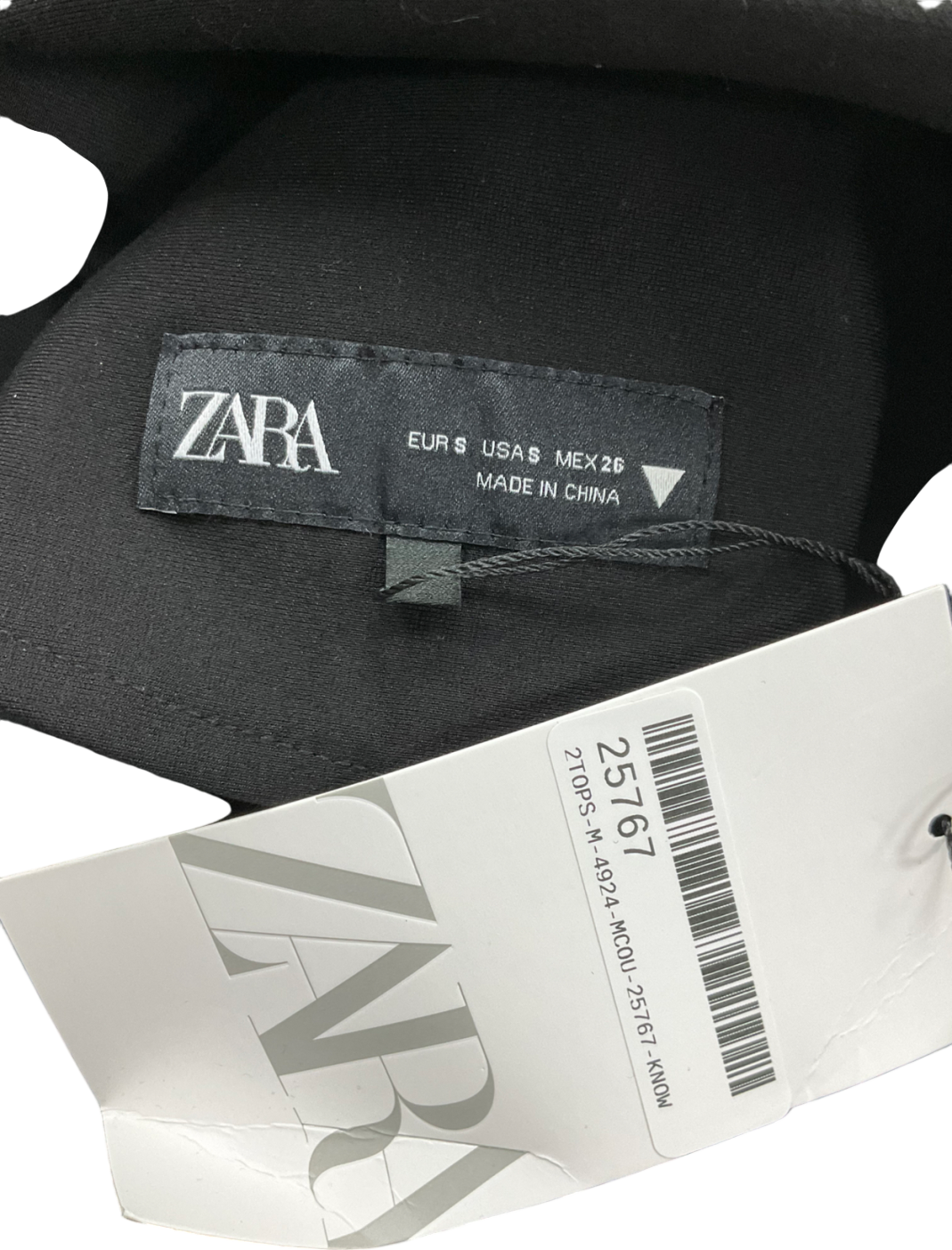 ZARA Black Fitted Tank Top With A Zip UK S