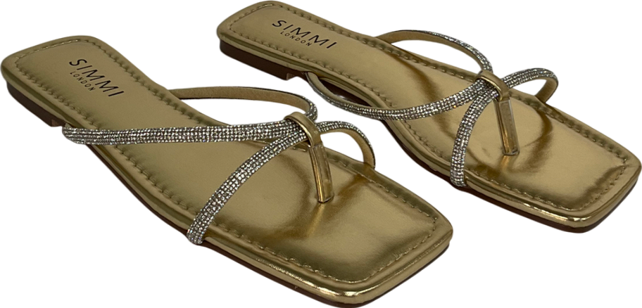 Simmi London Metallic Aviva Bling Sandals In Gold UK 5 EU 38 👠