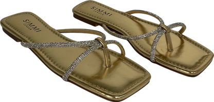 Simmi London Metallic Aviva Bling Sandals In Gold UK 5 EU 38 👠