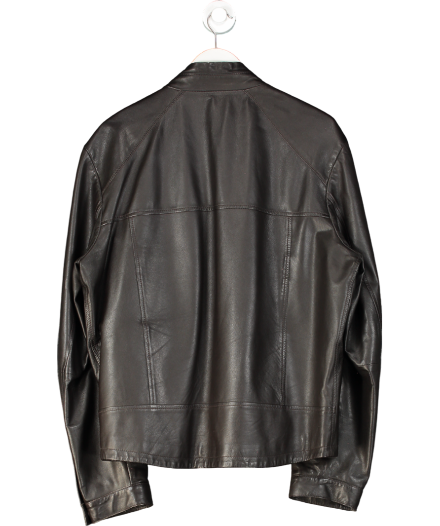 Ozwald Boateng Black Bespoke Couture Leather Jacket UK XL