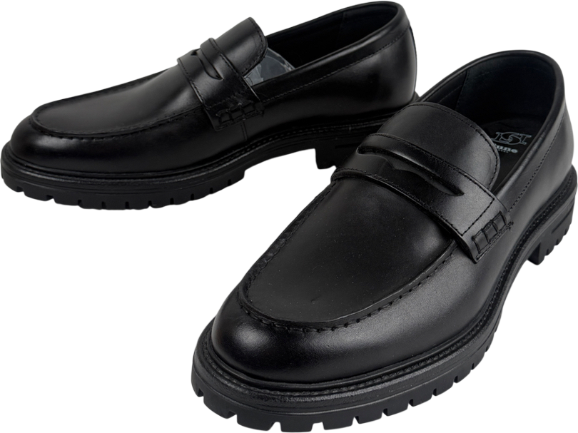 Dune Black Leather Chunky Loafers UK 8 EU 42 👞