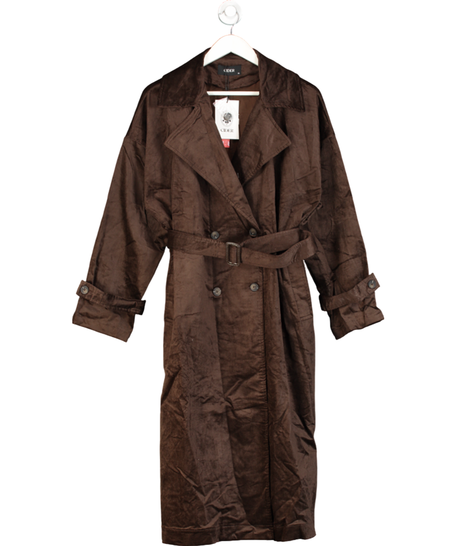 Cider Brown Suede Oversized Trench Coat UK XL