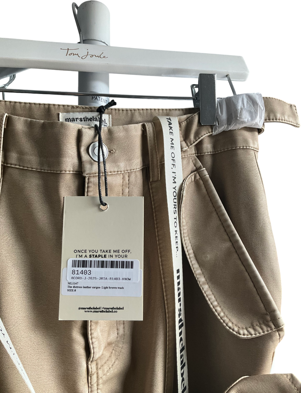 Mars the Label Beige Distress Leather Bandeau Corset And Trousers Set UK 8