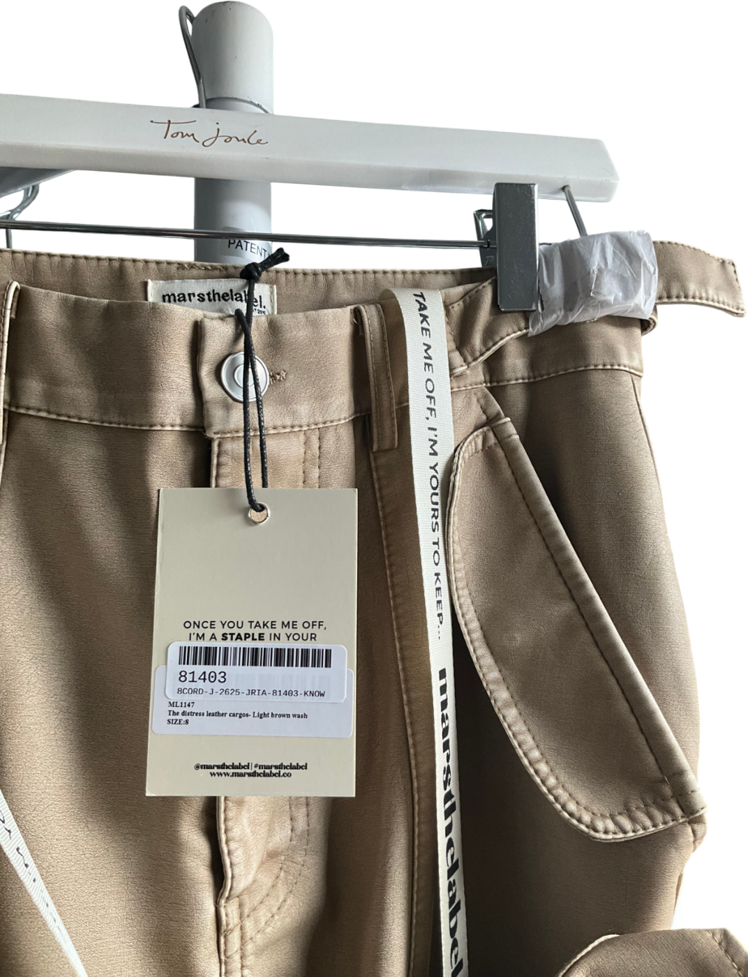 Mars the Label Beige Distress Leather Bandeau Corset And Trousers Set UK 8