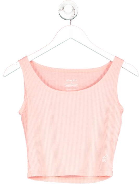 Jed North Pink Ribbed Cropped Tank Top UK S