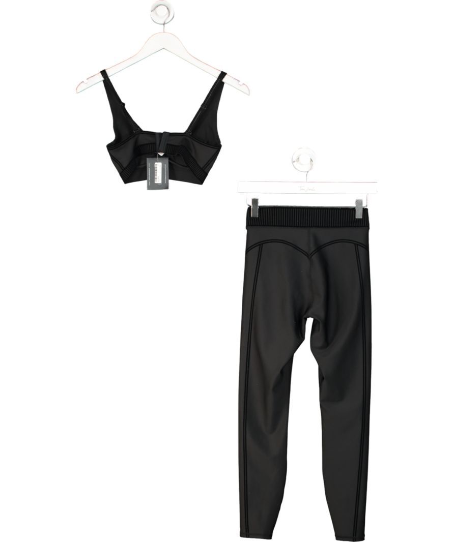 alo yoga Black 2-piece Airlift High-waist 7/8 Line Up Leggings And Bra Top Set UK XS