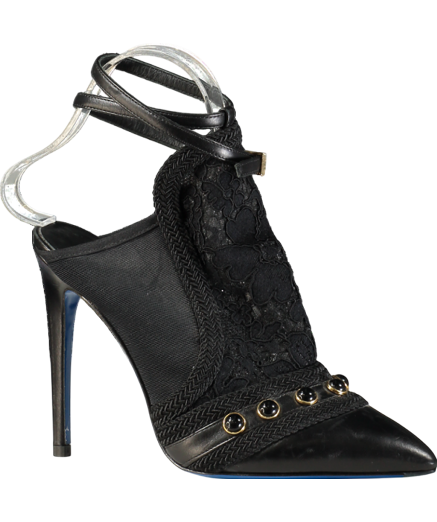 Loriblu Black Lace Heeled Pumps UK 4 EU 37