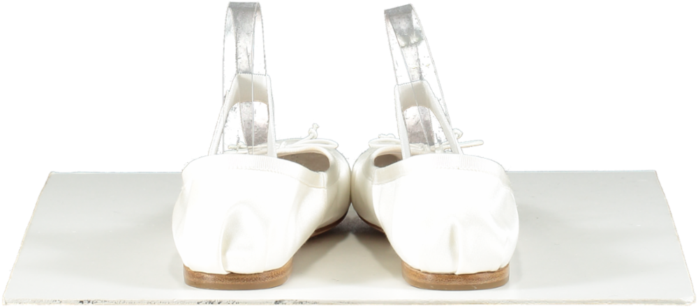 Miu Miu White Satin Ballet Flats With Logo UK 5.5 EU 38.5 👠