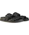 Russell & Bromley Black  Woven Leather Footbed Slide Sandals UK 4 EU 37 👠