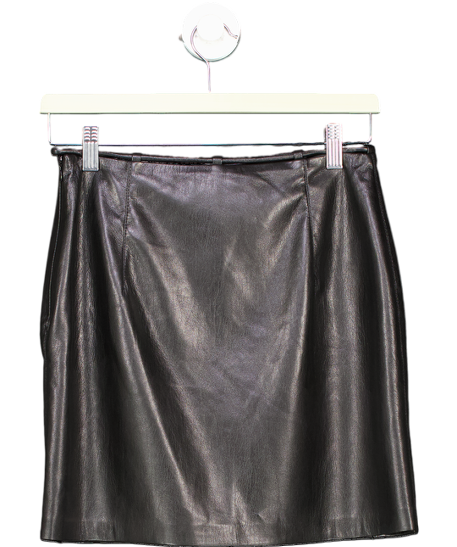 Nanushka Black Vegan Leather Okobor Mini Skirt UK XS