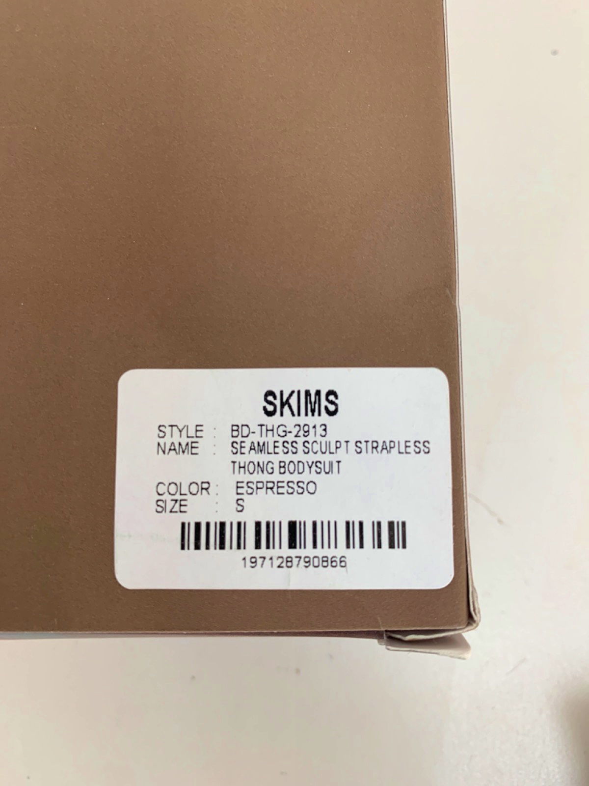 SKIMS Espresso Seamless Sculpt Strapless Thong Bodysuit UK S