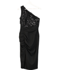 lipsy london Black Sequin One Shoulder Midi Dress UK 12