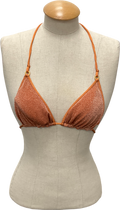 Orange Sparkly Bikini Top With Tassels UK S