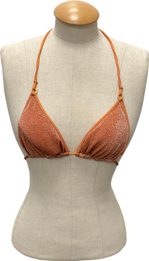 Orange Sparkly Bikini Top With Tassels UK S