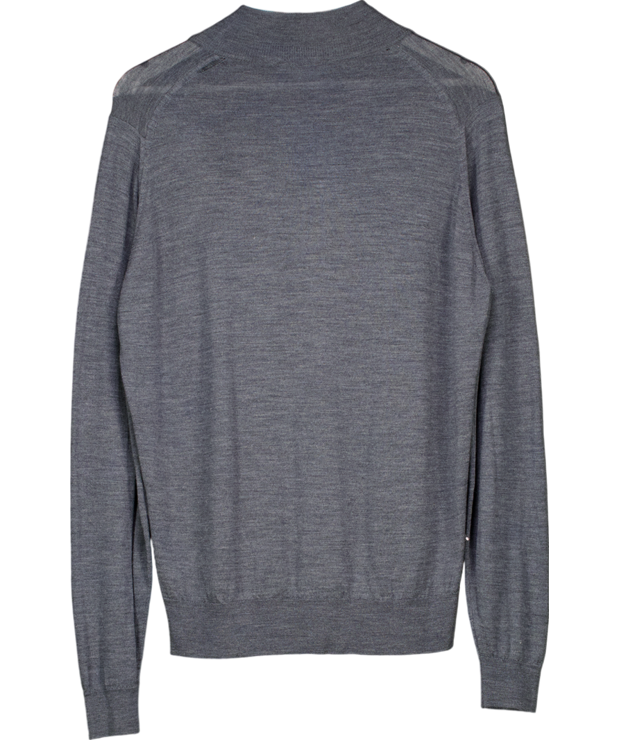 John Smedley Grey Barrow Extra Fine Merino Half Zip Charcoal UK XL