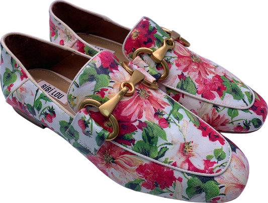 Bibi Lou Pink Floral Print Loafers UK Size 6
