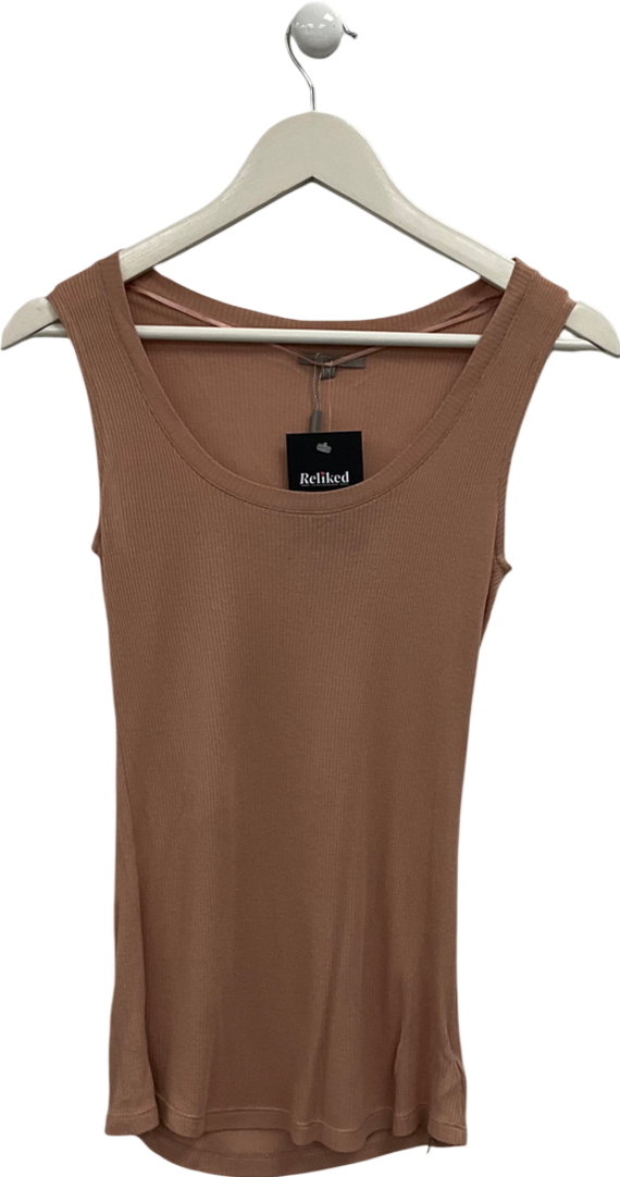Uterque Nude Ribbed Tank Top UK M