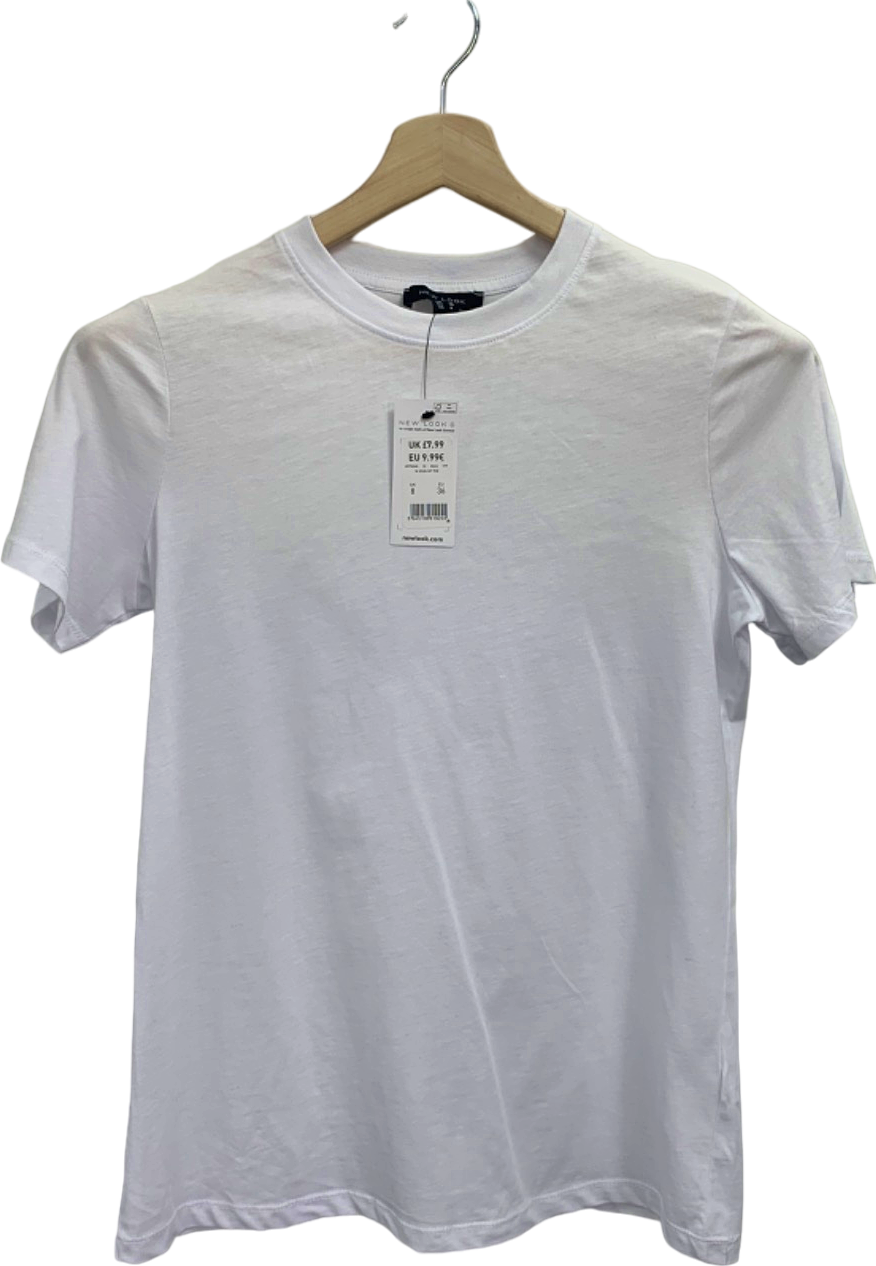 New Look White Short Sleeve T-Shirt UK 8