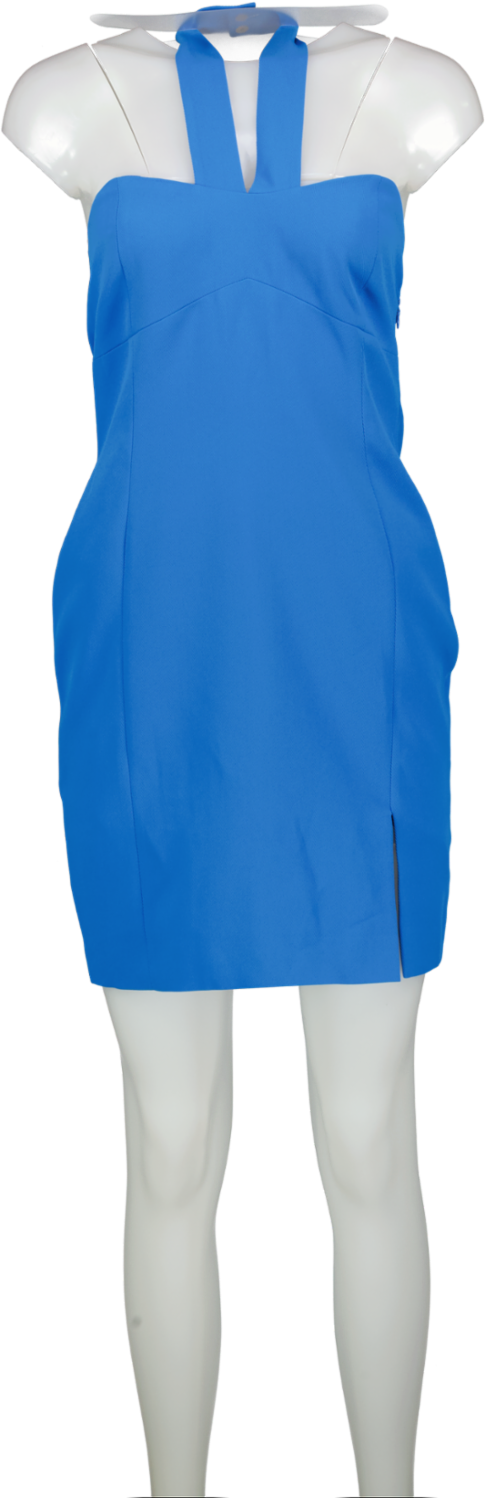 Karen Millen Blue Soft Twill Halter Mini Dress UK 8
