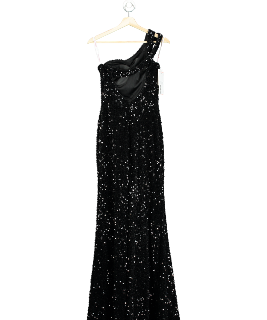 JJ's House Black One Shoulder Floor-length Sequin Prom Dresses With Sequins UK 8