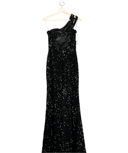 JJ's House Black One Shoulder Floor-length Sequin Prom Dresses With Sequins UK 8