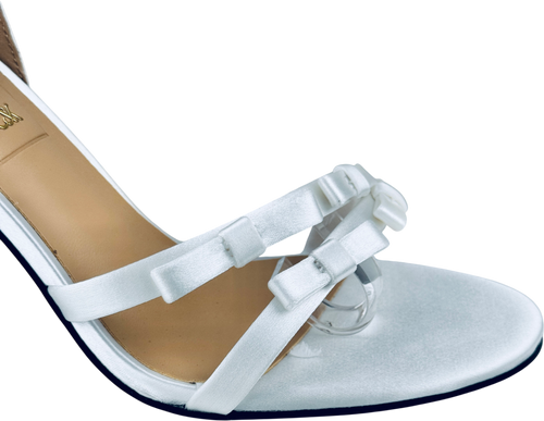 CHARLES & KEITH Jessy Bow Ankle-strap Stiletto-heel Sandals - White UK 6 EU 39