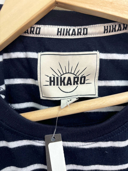 Hikaro Navy and White Striped Long Sleeve T-Shirt UK M