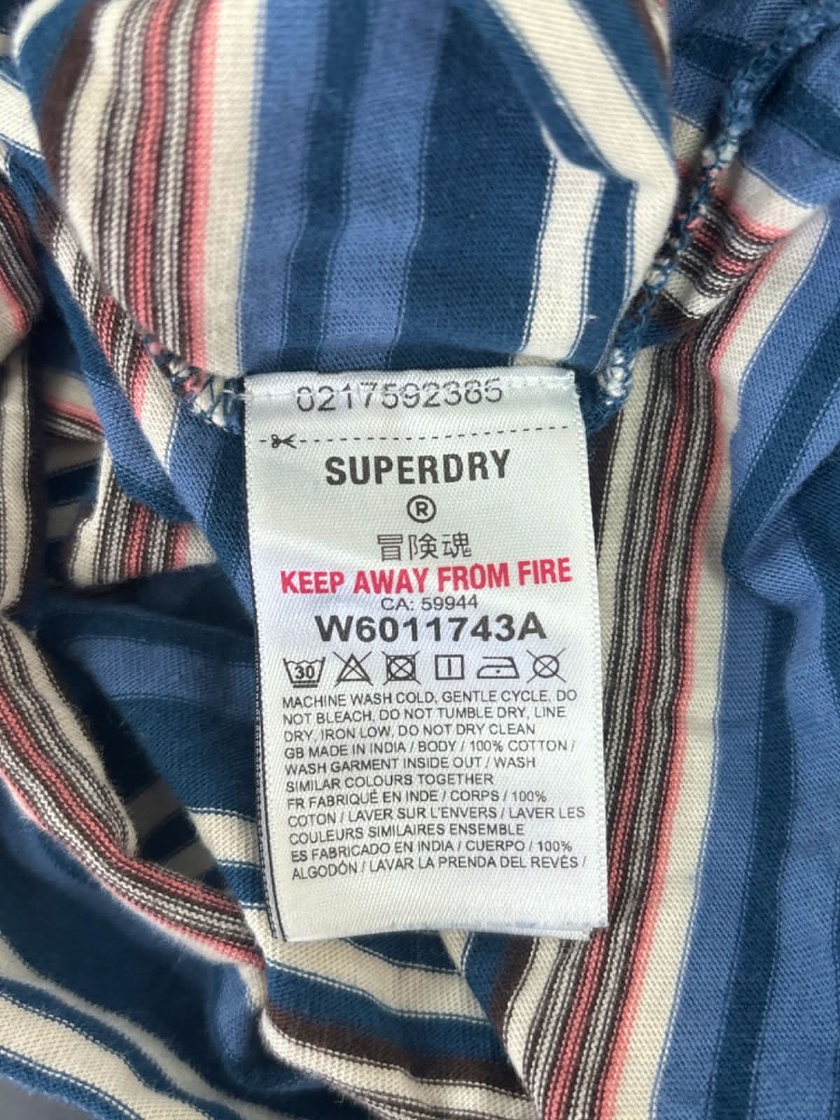 Superdry Navy Striped Long Sleeve Top UK 8
