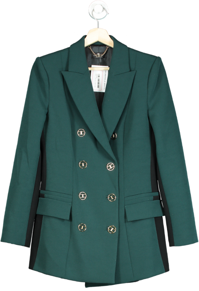 Elisabetta Franchi Green Double-Breasted Blazer UK 10