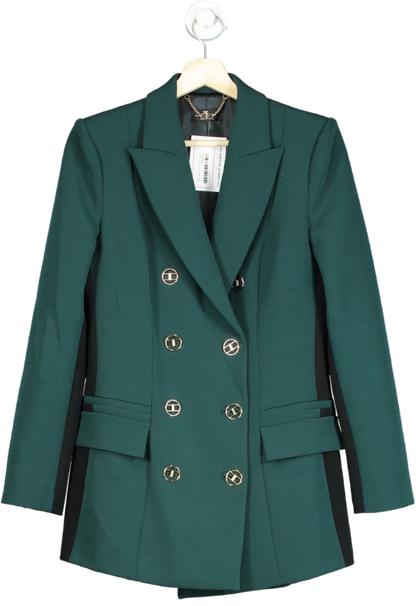 Elisabetta Franchi Green Double-Breasted Blazer UK 10