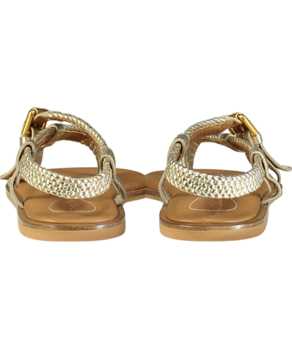 See by Chloé Brown Woven Faux Leather And Leather Sandals UK 3 EU 36 👠