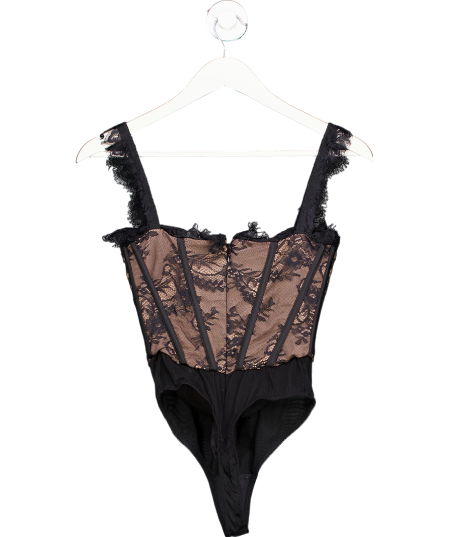 House of CB Black Emilie Lace Corset Bodysuit UK S